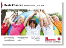 Frühförderung und Bildung für Migranten. Informationen in Deutsch, Englisch, Arabisch • Broschüre in Arabisch • Johanniter Unfallhilfe 