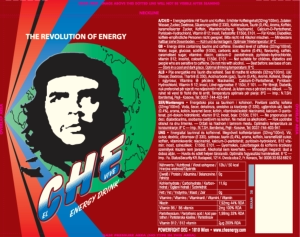 Fremdsprachensatz mehrsprachiges Etiket für Powerdrink CHE. Übersetzung Interlingua Wien.